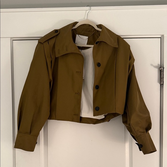 NWT Zara Collection Pleated Trench Olive Green- SZ Medium - Picture 2 of 4